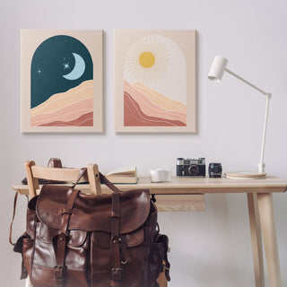 Energetic Arid Desert Daily Sky Boho Landscape Windows, 2pc, each 24 x 30