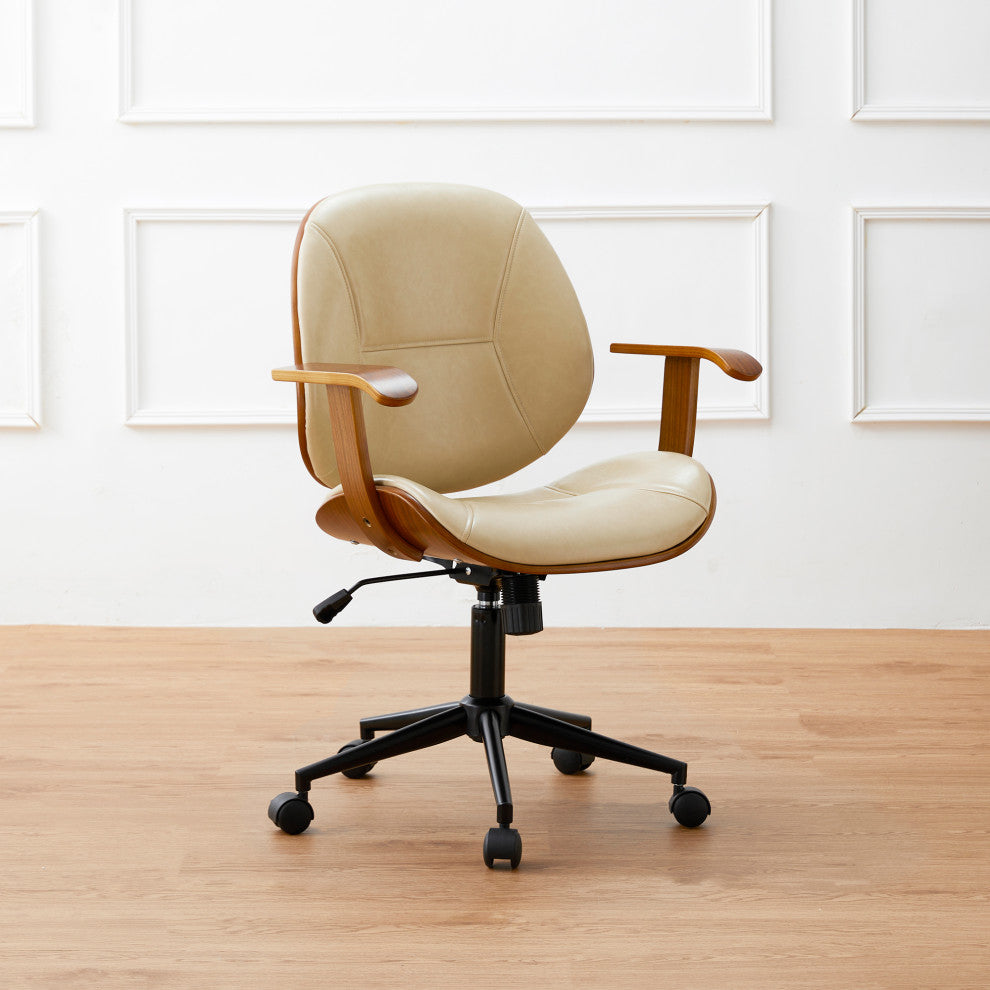 Beige Gaslift Adjustable Swivel Office Chair