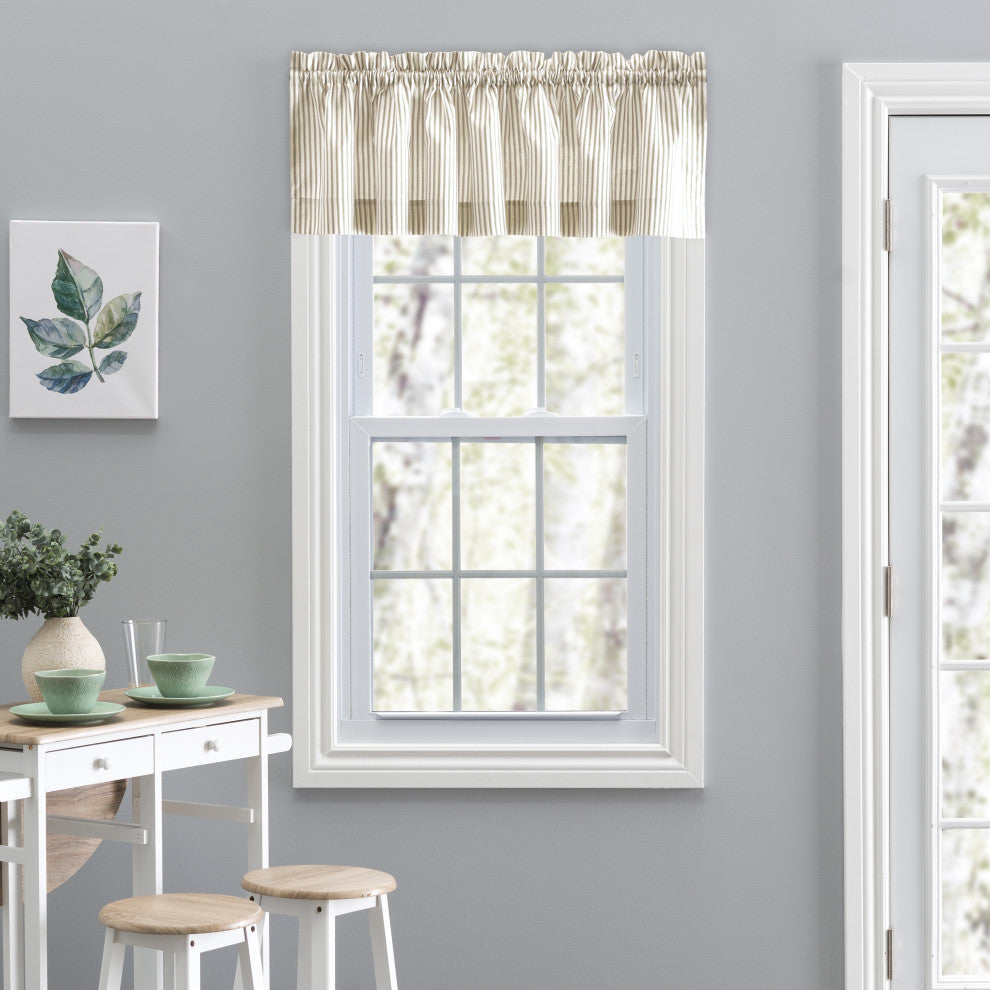 Plaza Stripe 58" x 15" Tailored Valance, Tan