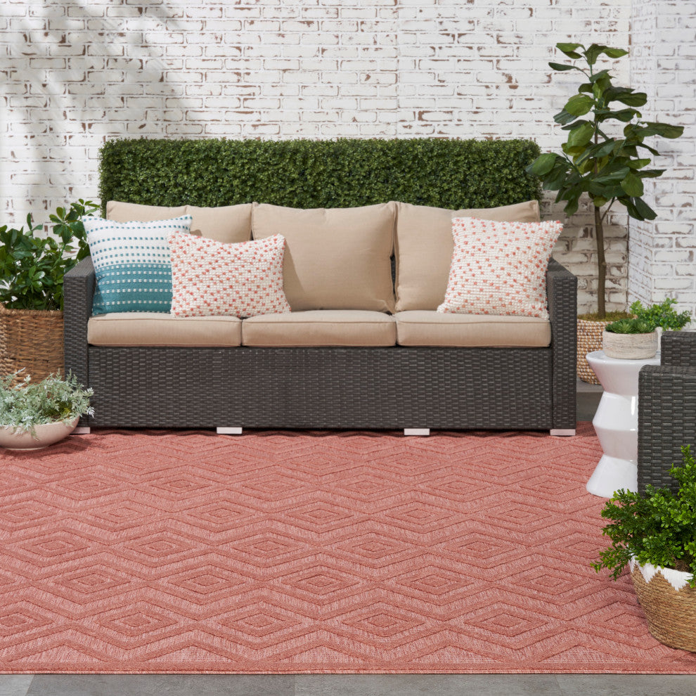 Nourison Versatile 9' x 12' Coral/Orange Modern Area Rug