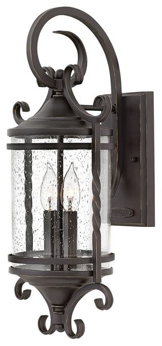 Hinkley Casa Large Wall Mount Lantern, Olde Black With Clear Seedy Glass