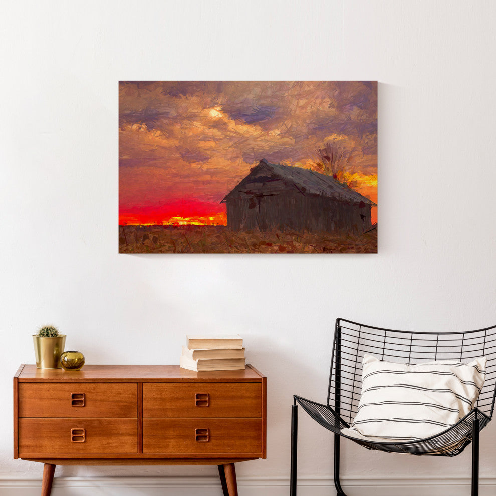 Barn Sunset 30x20 Canvas
