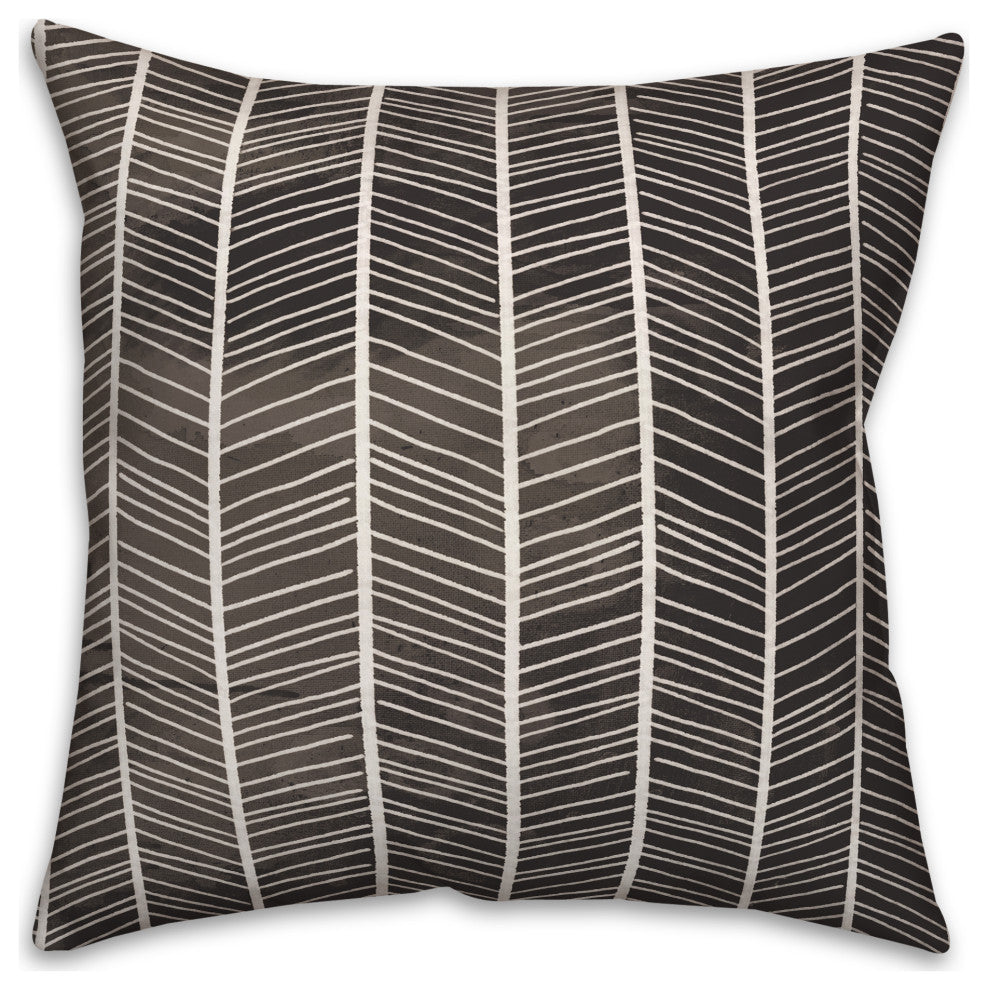 Black Chevron Lines 18x18 Indoor/Outdoor Pillow
