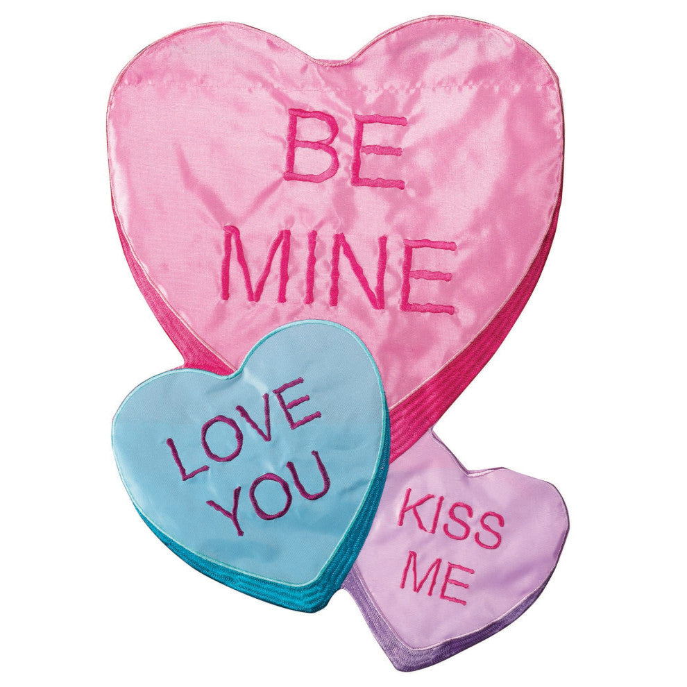 Flag  Double Applique  Be Mine Candy Hearts Polyester Garden