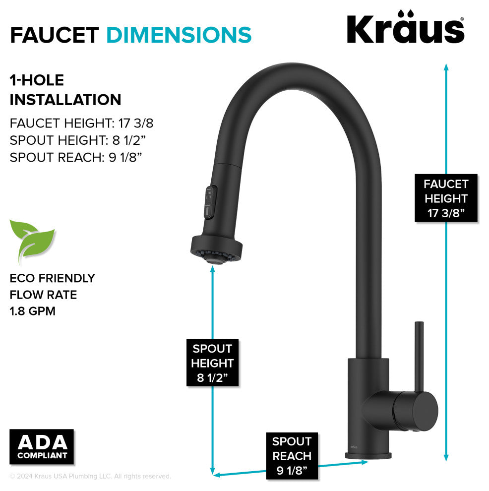Bolden 2-Function Pull-Down 1-Handle Kitchen Faucet, Matte Black