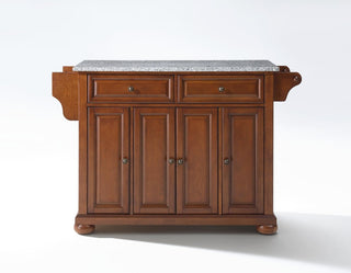 Alexandria Solid Granite Top Kitchen Island, Classic Cherry Finish