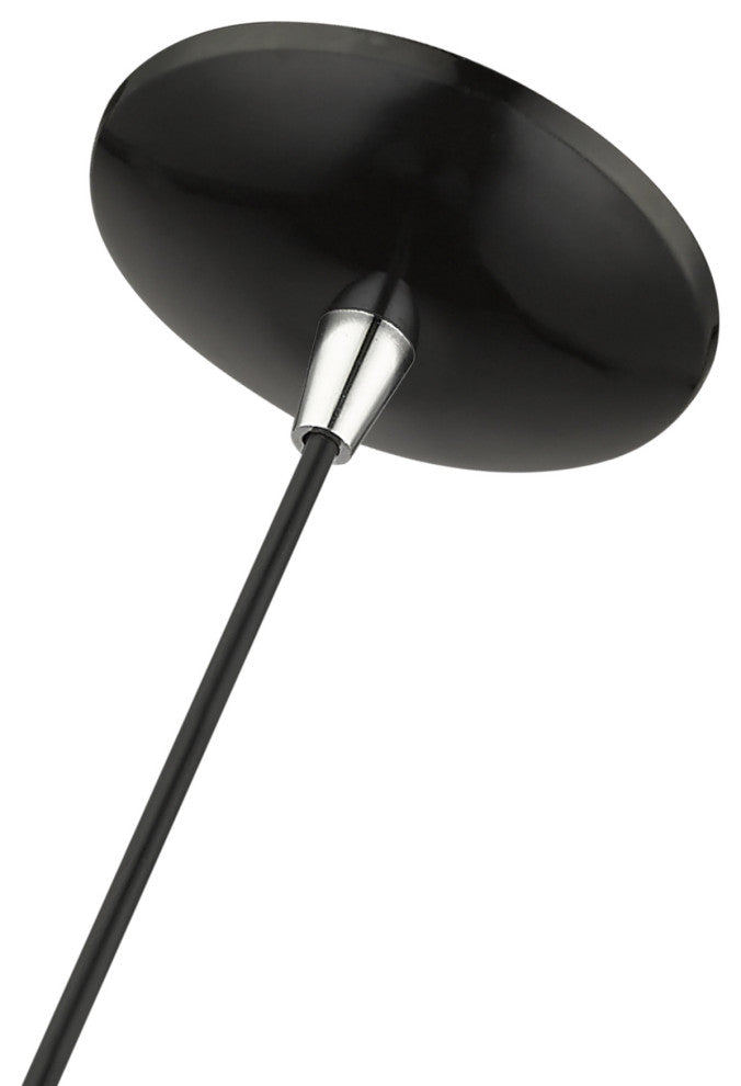 Dulce 1-Light Shiny Black Cone Pendant, Polished Chrome Accents