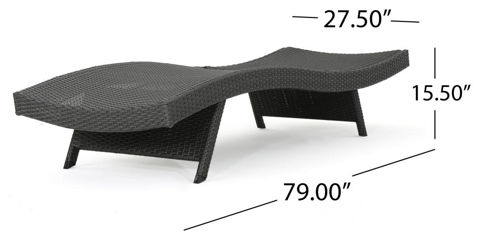 GDF Studio Nassau Outdoor Gray Wicker Chaise Lounge, Textured Beige Cushion