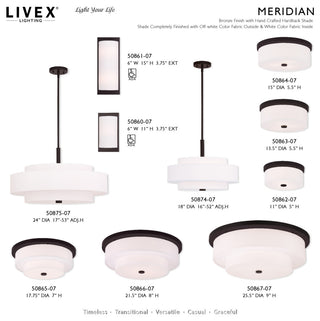 Livex Lighting 50875 Meridian 5 Light 24"W Drum Chandelier - Satin Brass
