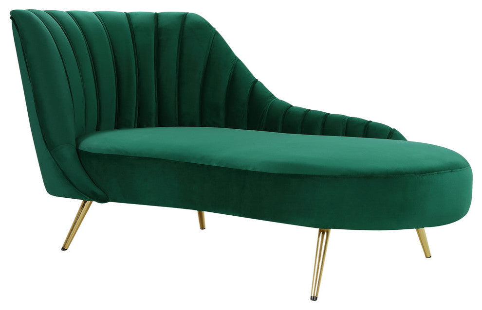 Margo Velvet Upholstered Set, Green, Chaise