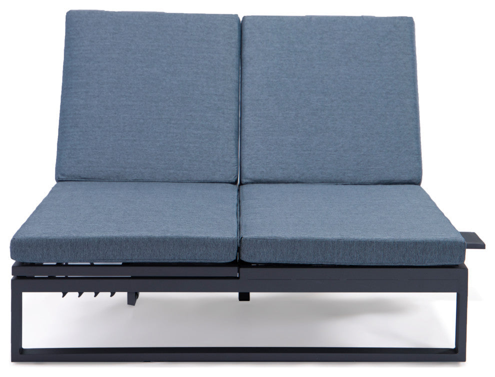 LeisureMod CLBL-82BU Chelsea Convertible Lounge Reclining Double Chaise Cushions