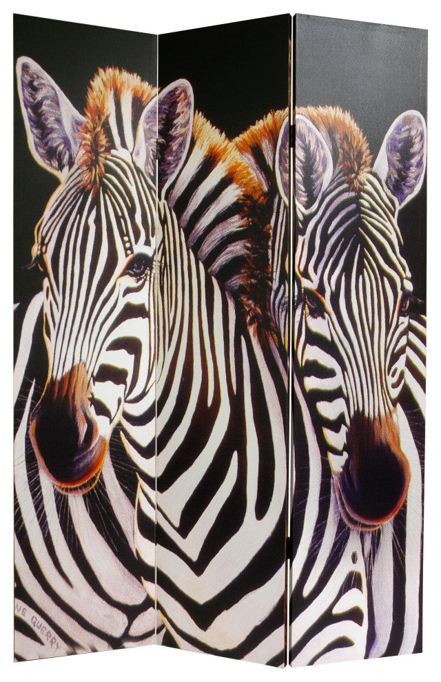 6' Tall Double Sided Elephant and Zebra Canvas Room Divider
