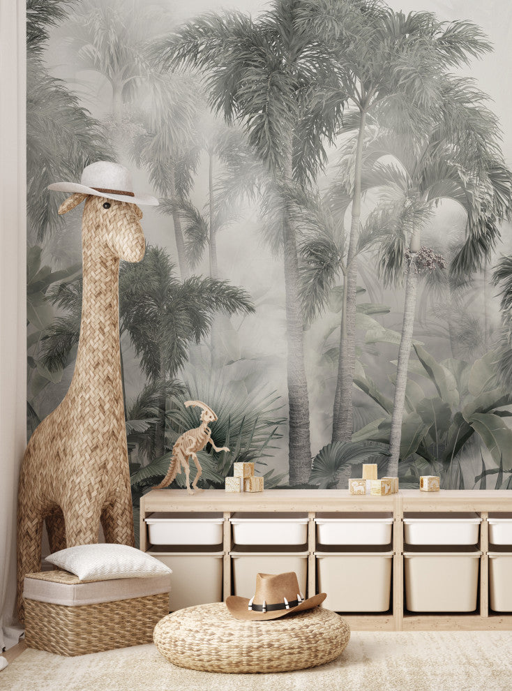 Misty Jungle Forest Vinyl Peel and Stick Mural, 24"x108", Single