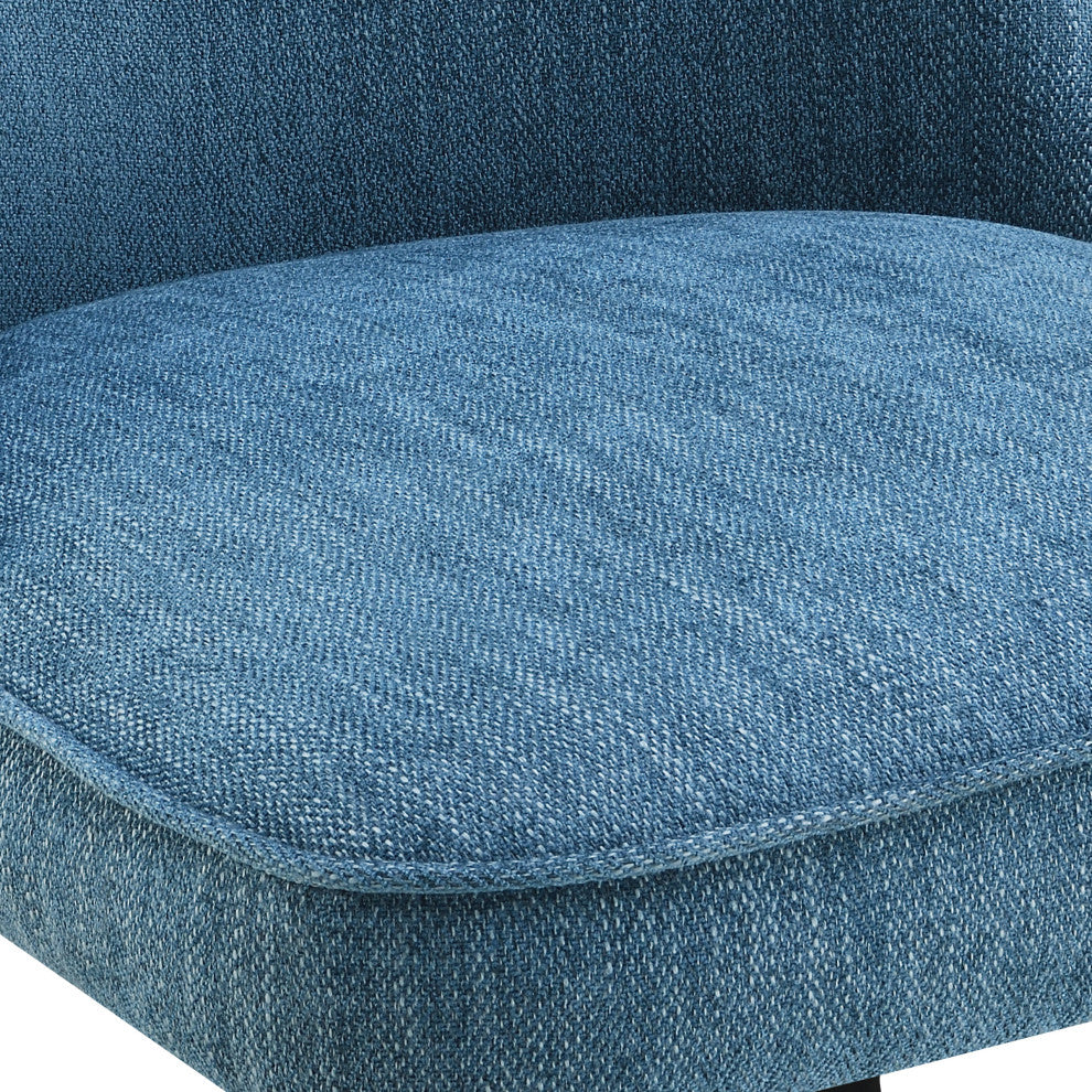 Martel Swivel Chair, Navy Herringbone With Black Legs