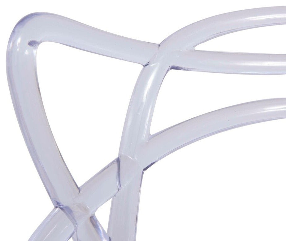 LeisureMod Milan Modern Wire Design Chair, Clear, Set of 4