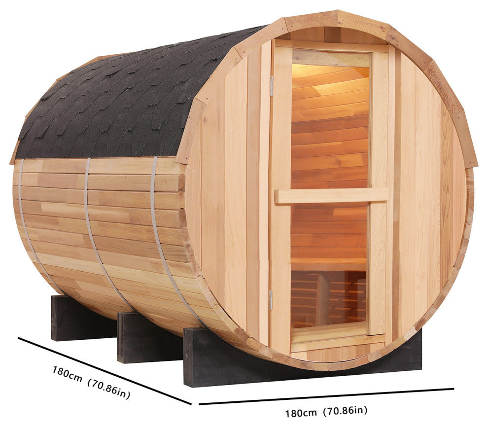 4-Person Patchwork Red Cedar Traditional Steam Sauna