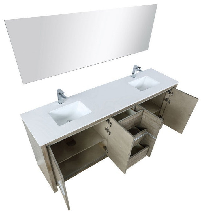 Lafarre Contemporary 80" Rustic Acacia Double Bathroom Vanity Set
