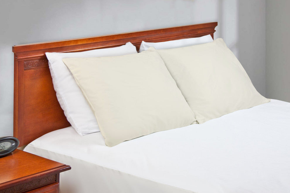 Organic Cotton Pillowcase Pair 300TC GOTS Certified, Ivory, Queen 21"x32"