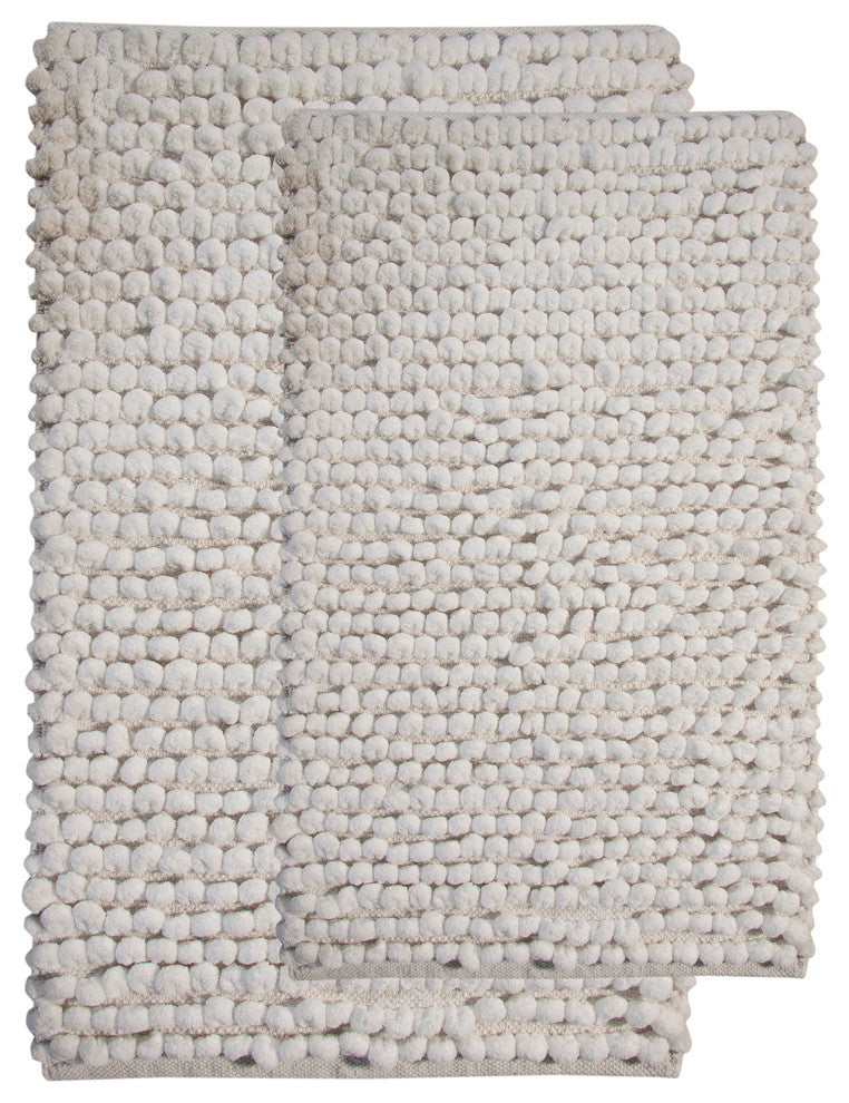 Microfiber Hand Loom Bath Mats, 2-Piece Set, White