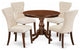 5 Pc Kitchen Set, Mahogany Small Dining Table, 4 Light Beige Dining Chairs
