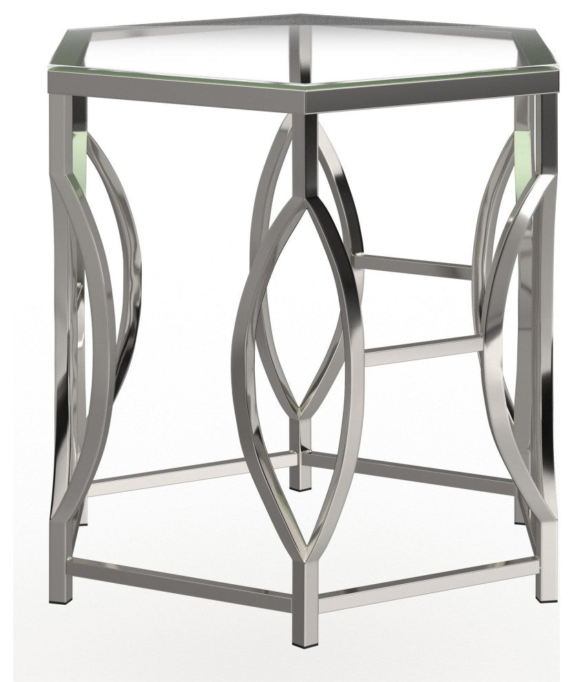 Furniture of America Annette Contemporary Metal End Table in Chrome
