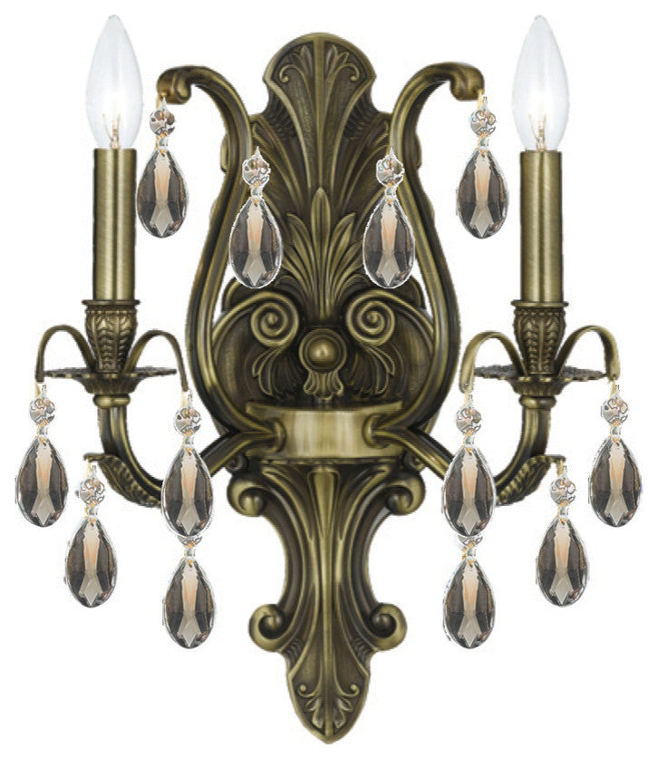 Crystorama 5563-AB-GT-MWP, 2-Light Wall Mount, Antique Brass