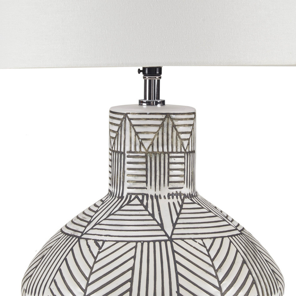 INK+IVY Agape Boho Ceramic Table Lamp, Black and White