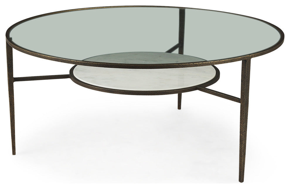 Felicity 36Lx36Wx16H Marble Top With Iron Frame Coffee Table