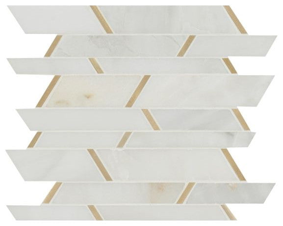 Metro Gold Pattern 12.09X12.21 Multi Finish Stone/Metal Mosaic, 10 Sheets