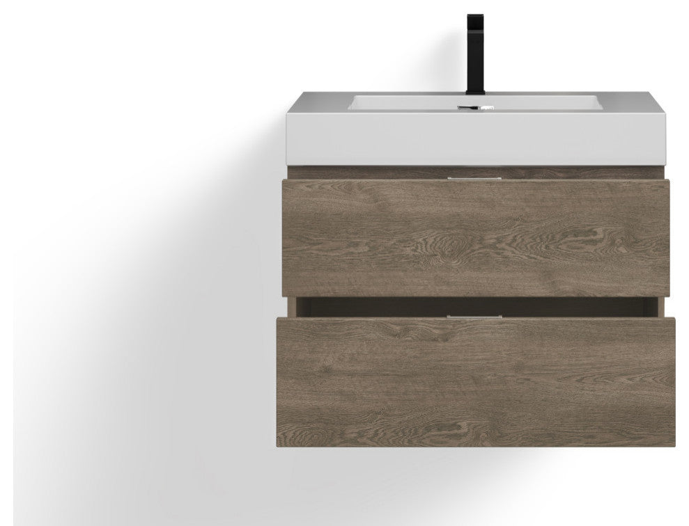 Boutique Bath Vanity, Butternut, 30", Single Sink, Wall Mount