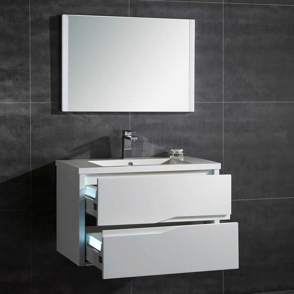 OVE Decors Vela 32" Wall Hung LED Vanity with LED Mirror