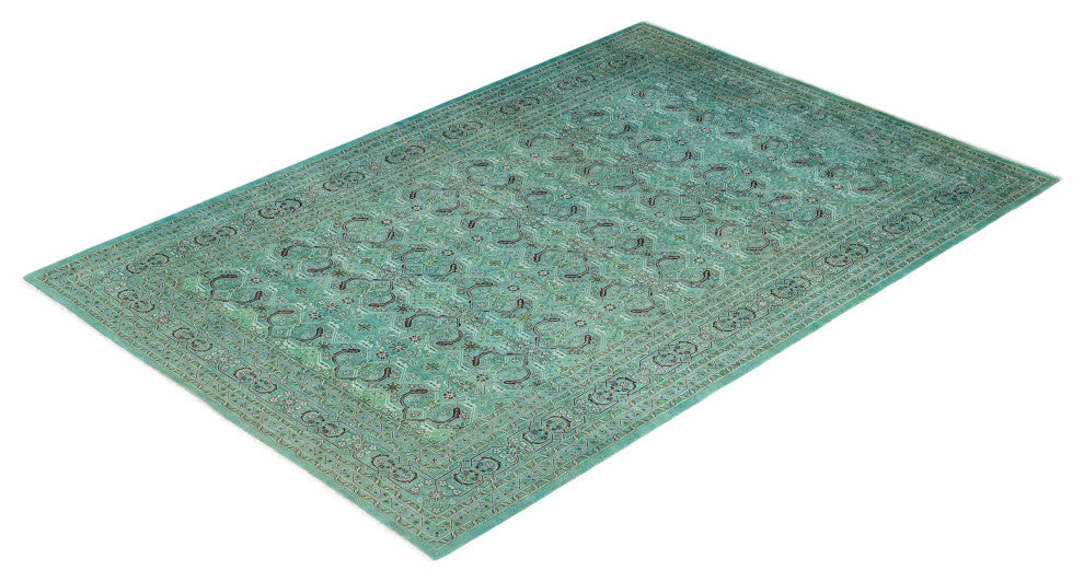 Overdyed One-of-a-Kind Hand-Knotted Area Rug Green, 6' 2" x 9' 1"