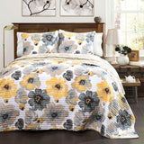 Leah Reversible 3-Piece Quilt Set, Yellow/Gray, King