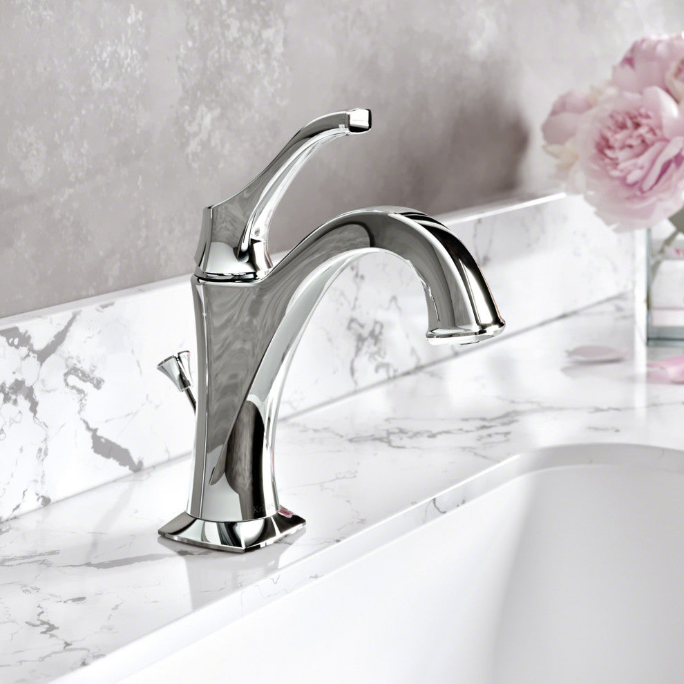 Kraus Arlo Single Handle Basin Faucet, Lift Rod Drain, Chrome, Set of 2