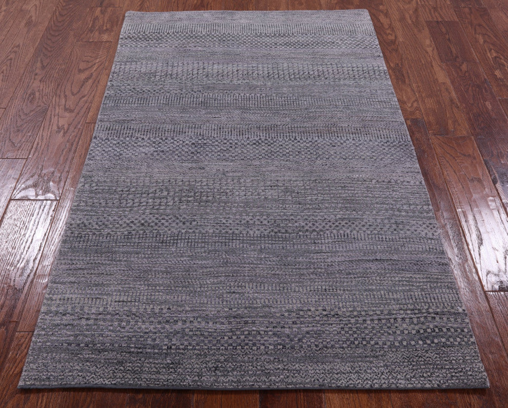 3' 0" X 4' 10" Savannah Grass Wool and Silk Handmade Rug Q11549