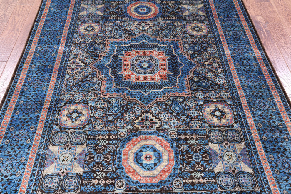 5' 8" X 7' 9" Mamluk Geometric Hand-Knotted Wool Rug - Q12277