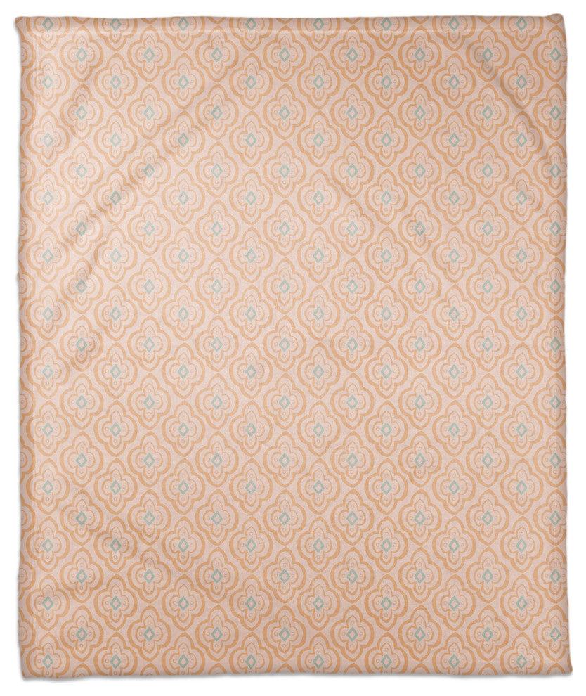 Orange Quatre on Pink 50x60 Coral Fleece Blanket