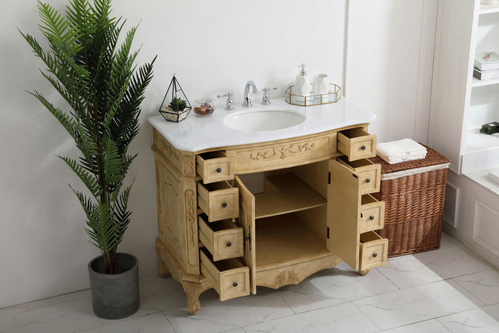 Bathroom Vanity, Antique Beige, 42", Single Sink