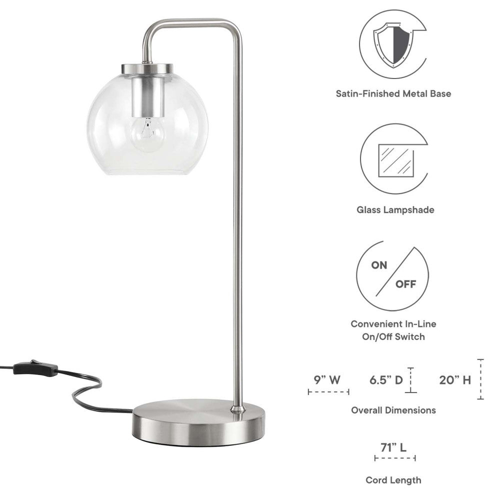 Silo Glass Globe Glass and Metal Table Lamp, Satin Nickel