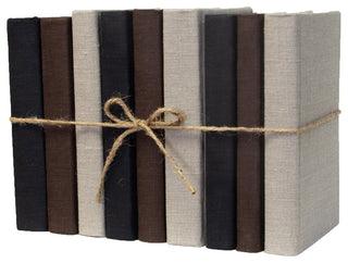 Decorative Books - Onyx & Brown Linen Wrapped Book Bundle - 1 foot of Black and Brown Books
