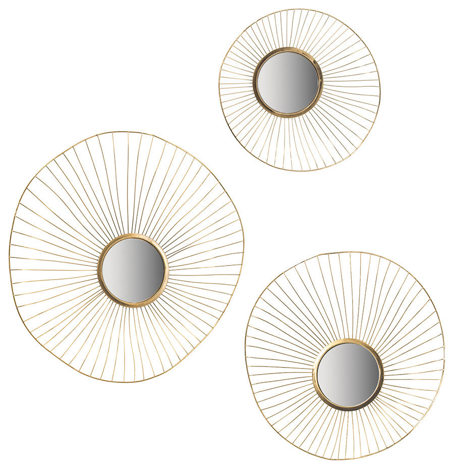 Gewnee Set of 3 Wall Mirror Abstract designed Wall mirrors
