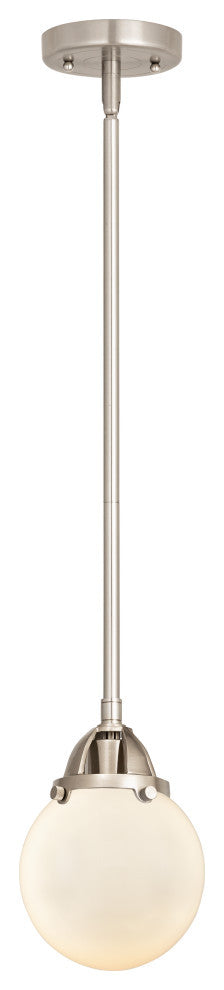 Beacon Mini Pendant, Brushed Satin Nickel, Matte White, Matte White