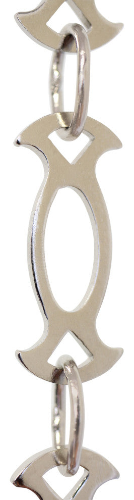 Brass Designer Chandelier Chain, Various Finishes, Polished Nickel, W40