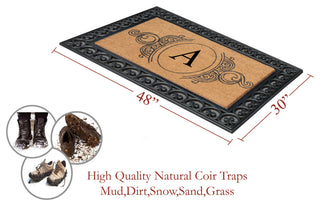 A1HC Heavy Duty Single/Double Rectangle Doormat Black/Beige, 30"x48", A