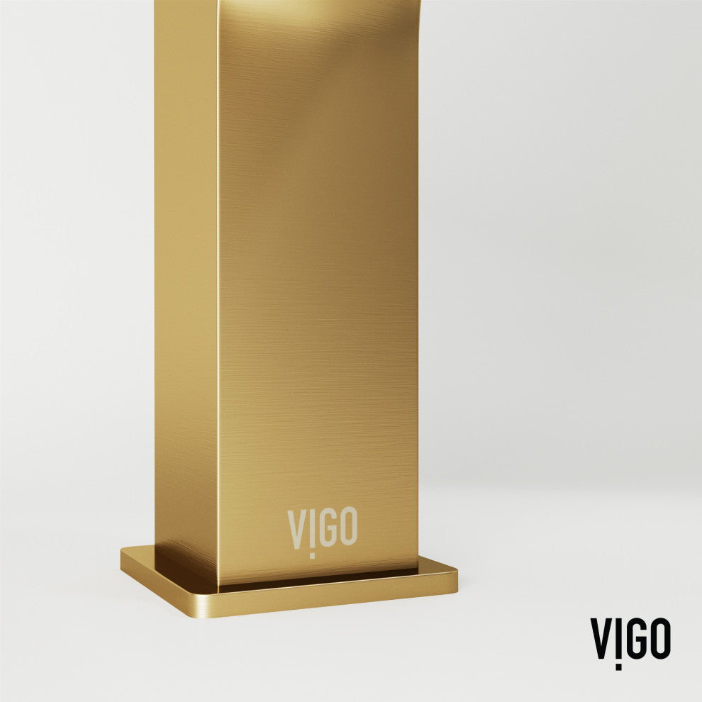 VIGO Dunn 6" H Single Handle Single Hole Bathroom Faucet, Matte Brushed Gold, Without Extras