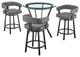 4-Piece Counter Height Dining Set In Black Metal And Gray Faux Leather