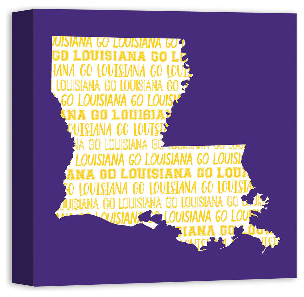 Purple Louisiana Go Team 16x16 Canvas Wall Art