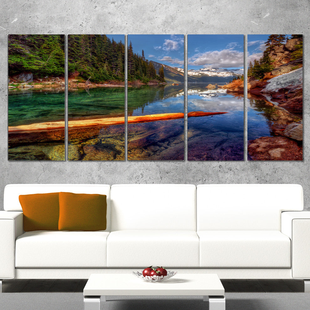 Floating Lake in Mountain Lake, Large Landscape Canvas Print, 60"x28", 5 Panels