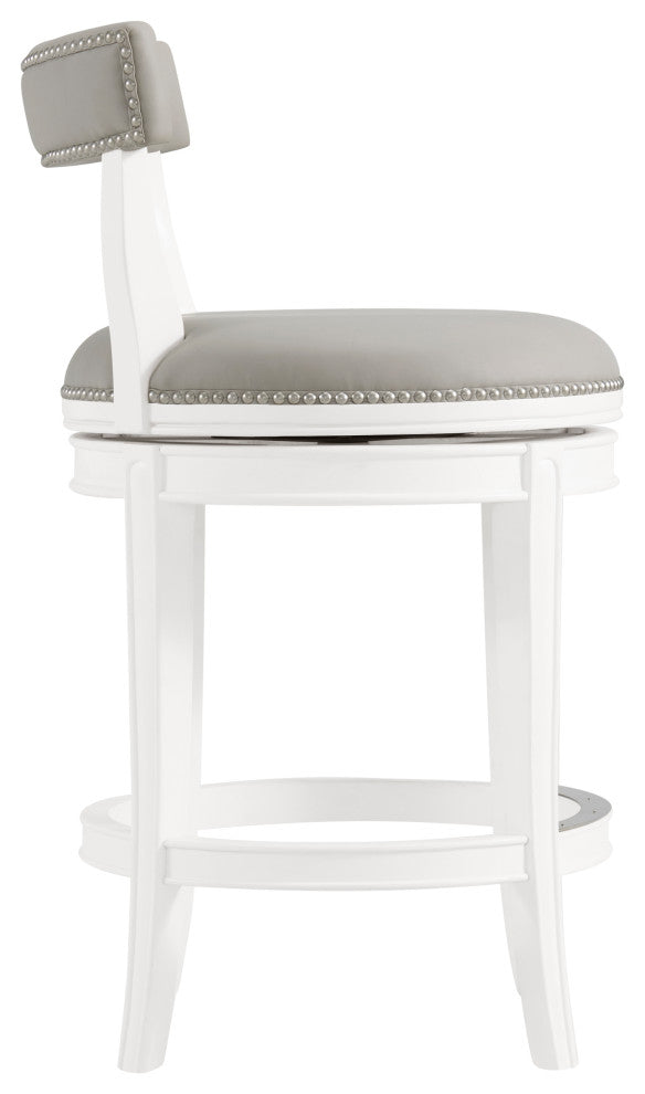 Hanover Swivel Bar Stool, White and Gray, Counter Height