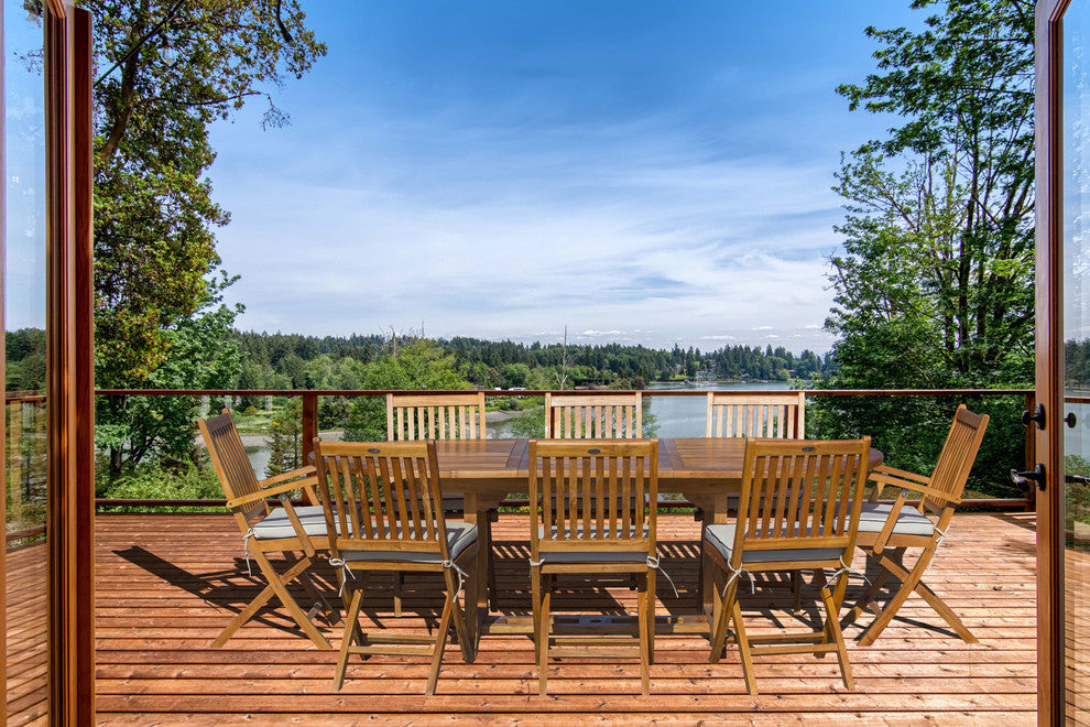9-Piece Teak Wood Santa Barbara Patio Dining Set with Oval Extension Table